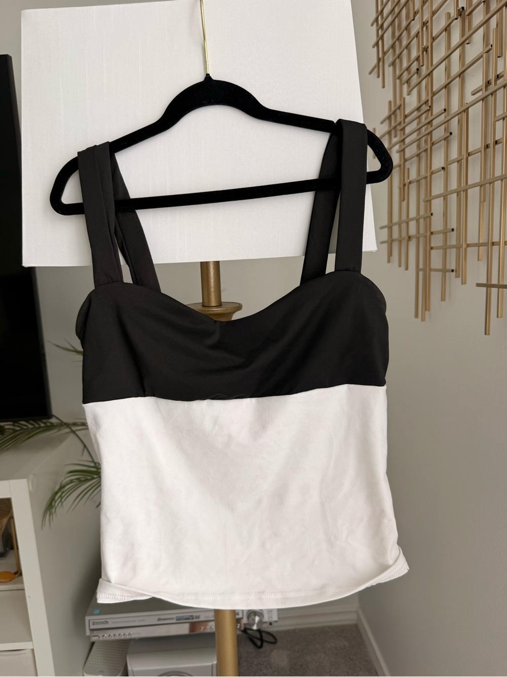 Women's Black and White Colorblock Tank Top